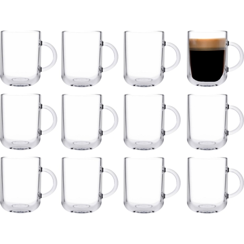 Pasabahce Koffie/thee glazen Darjeeling - set 12x stuks - transparant glas - 330 ml -