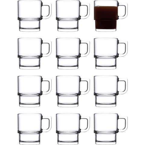 Pasabahce Koffie/thee glazen Cameron - set 12x stuks - transparant glas - 320 ml -