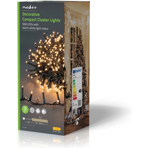 Nedis CLCC560 Decoratieve Verlichting Compacte Cluster 560 Led&apos;s Warm Wit 11.2 M Licht Effecten: 7 Binnen & Buiten Netvoeding