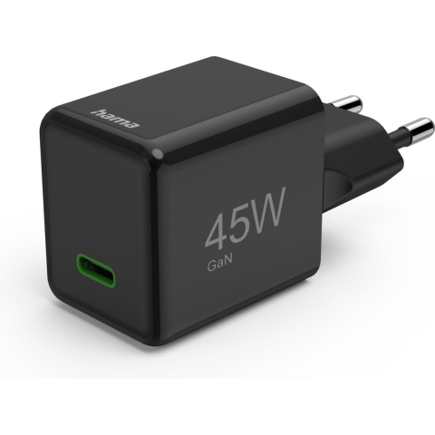 Hama Snellader USB-C PD/QC/GaN Super-Mini-Charger 45 W Zwart