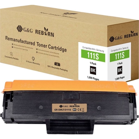 G&G Toner vervangt Samsung MLT-D111S, SU810A Compatibel Zwart 1000 bladzijden Reborn remanufactured 21324