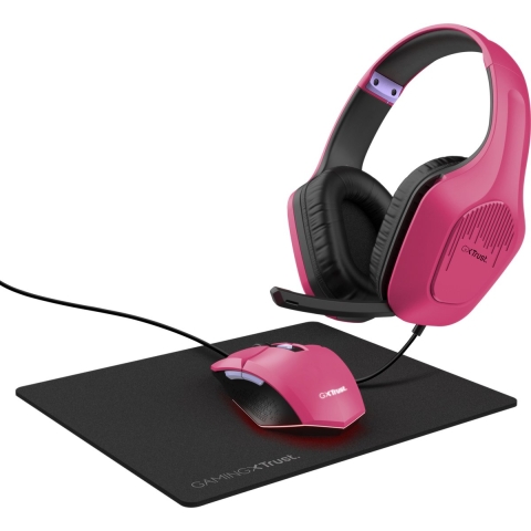 Trust GXT 790P 3-in-1 Gaming-muis & headset-set USB Optisch Pink Verlicht