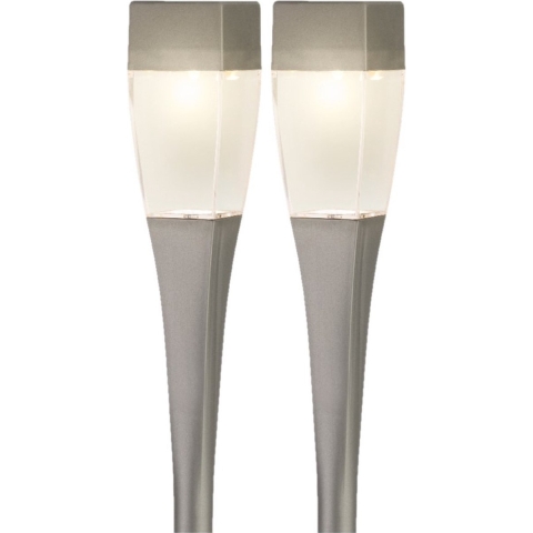 Set van 10x stuks solar tuinlamp/prikspot zilver op zonne-energie 26 cm -
