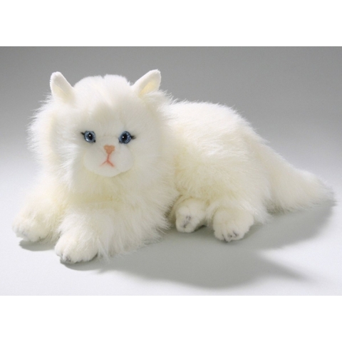 Perzische kat/poes knuffel - wit - 30 cm - pluche - katten/poezen - kattenknuffels -