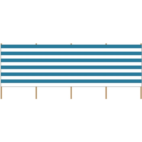 Strand/camping windscherm gestreept wit blauw 5 meter x 120 cm -