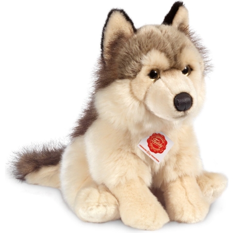 Knuffeldier Wolf - zachte pluche stof - premium kwaliteit knuffels - grijs/wit - 29 cm -