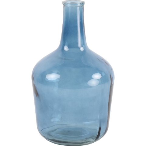 Countryfield Vaas - transparant zeeblauw - glas - XL fles vorm - D25 x H42 cm -