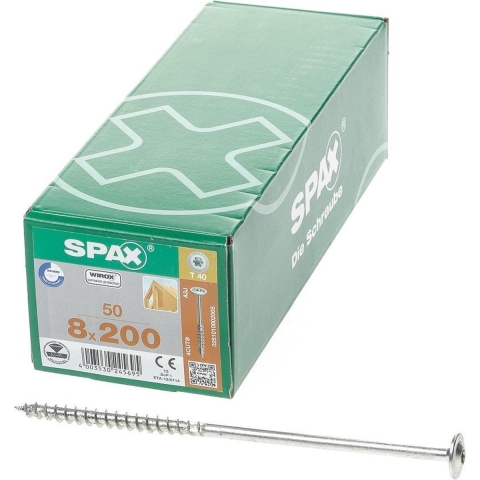 SPAX R 88193 m.Spitze/T-STAR 251010802005 Riembouten 8 mm 200 mm T-profiel Staal Gehard 50 stuk(s)