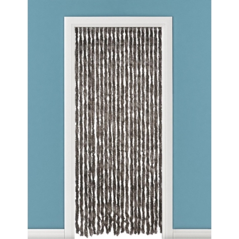 Vliegengordijn/deurgordijn pluche kattenstaarten - bruin - 93 x 210 cm - Insectenwerend -