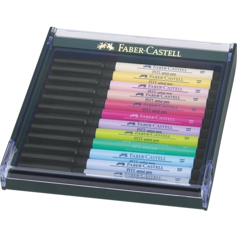 Faber Castell FC-267420 Tekenstift Faber-Castell Pitt Artist Pen Brush Set 12 Stuks Pastel