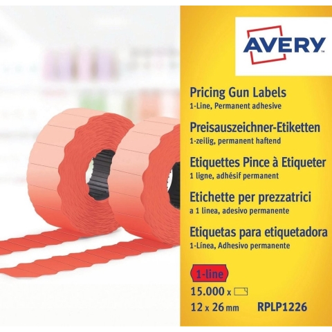 Avery AV-RPLP1226 Prijstangetiketten Permanent 10 Rollen Rood