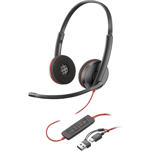 HP Poly Blackwire C3220 Over Ear headset Computer Kabel Stereo Zwart Headset, Volumeregeling, Microfoon uitschakelbaar (mute)
