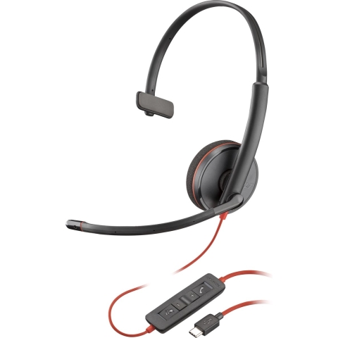 HP Poly Blackwire C3210 Over Ear headset Computer Kabel Mono Zwart Headset, Volumeregeling, Microfoon uitschakelbaar (mute)