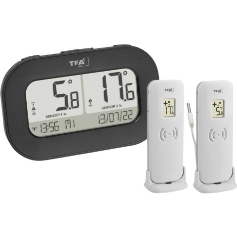 TFA Dostmann DOUBLE-CHECK Draadloze thermometer digitaal Zwart