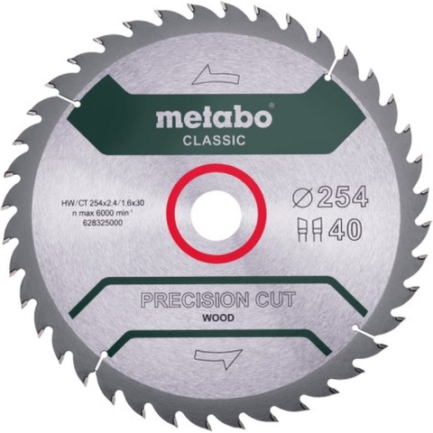 Metabo Accessoires Cirkelzaagblad | "Precision Cut Classic" | 254x30mm | Z40 WZ 20° - 628325000