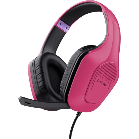 Trust GXT415P ZIROX Over Ear headset Gamen Kabel Stereo Pink