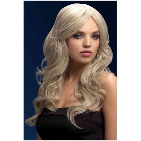 Luxe zilverblonde lange pruik Nicole voor dames -
