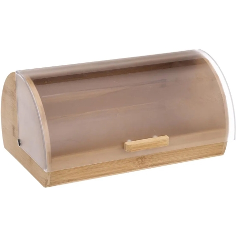 Broodtrommel met afsluitbare klep 38 x 28 x 18 cm - Bamboe/Kunststof -