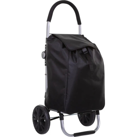 Boodschappen trolley tas met wielen - 51 liter - zwart - 44 x 37 x 98 cm - Het topmodel trolley -