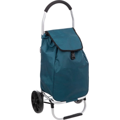 Boodschappen trolley tas met wielen - 51 liter - blauw - 44 x 37 x 98 cm - Het topmodel trolley -