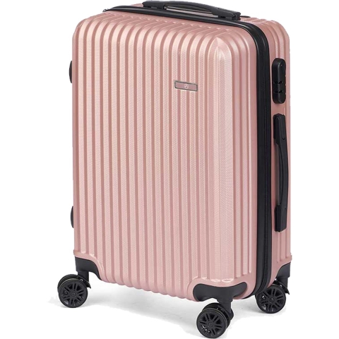 Cabine handbagage reis trolley koffer - zwenkwielen - 57 x 38 x 23 cm - 48 liter - roze -