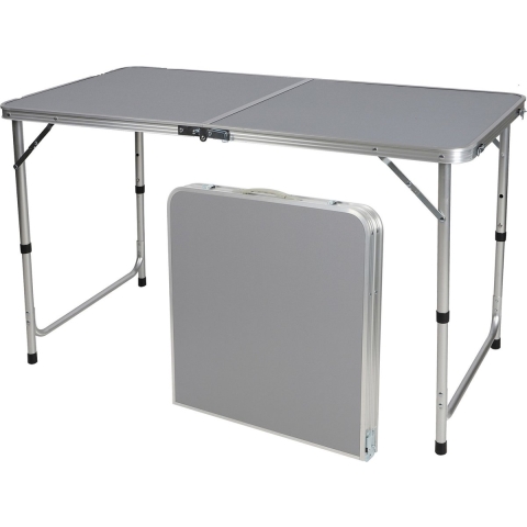 Sunnydays camping tafel - aluminium - opvouwbaar - grijs - L120 x B60 x H67 cm -