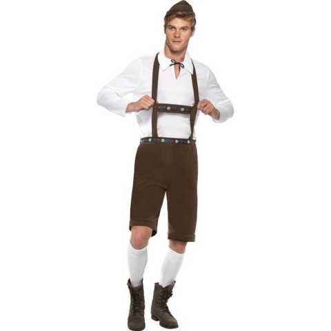 Bruine lederhosen voor heren 48-50 (M) -