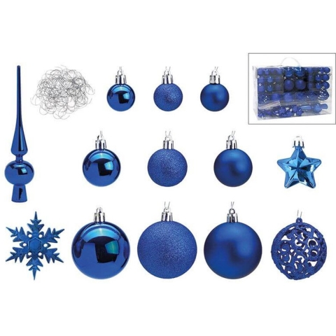 G. Wurm Kerstballen - 111 stuks - blauw - kunststof - 3-4-6 cm -
