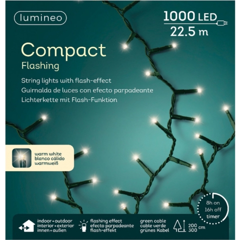 Kerstverlichting Compact Flash warmwit buiten 1000 lampjes 25M -