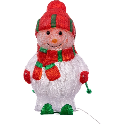 Kerstverlichting figuur - sneeuwpop op ski - 40 x 24,5 x 45 cm - LED decoratie kerstfiguren -
