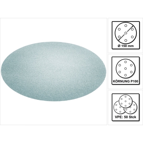 Festool Accessoires Netschuurmateriaal STF D150 P100 GR NET/50 Granat Net - 203304