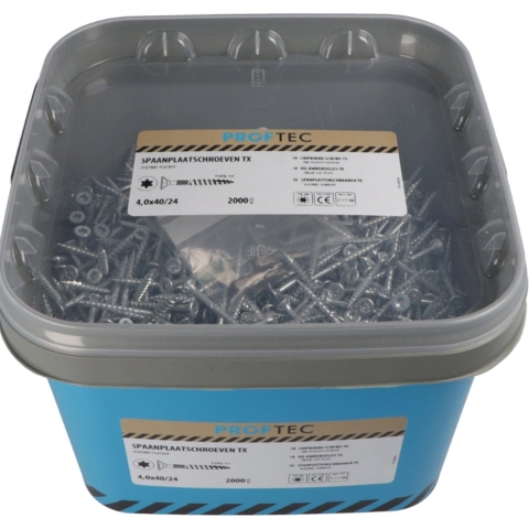 Proftec Spaanplaatschroef Vz Pk +Snijpunt Torx TX20 (+Bit) 4.0X40/24 | 2000 stuks - 5289.01.25603