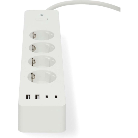 Nedis SmartLife Stekkerdoos | Wi-Fi | Hybrid (CEE 7/7) / USB-A / USB-C™ | 16 A | 3680 W | 2.00 m | 0 - 55 °C | Android™ / IOS | Wit - WIFIP313FWT