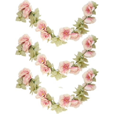 Rozen bloemenslinger - 3x - kunstplant/bloem - oud roze - 220 cm -