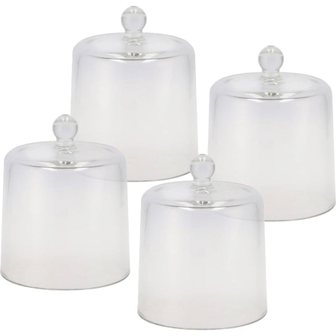 Amuse cloche - 4x stuks - transparant glas - D13 x H16 cm - hapjes stolp - amuseschaaltje -