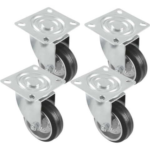 AMIG zwenkwiel/transportwiel - 4x - D125mm - rubber - 120kg - rollager -