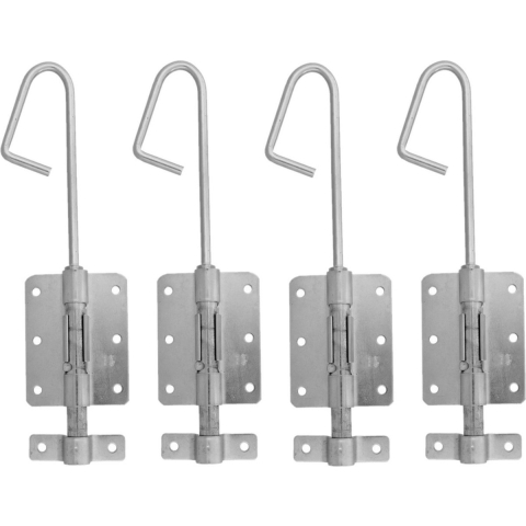 AMIG Verticaal schuifslot/plaatgrendel - 4x - staal - 35 x 6.2cm - verzinkt - zilver - schutting - -