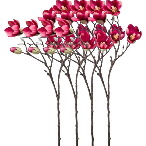 Kunstbloem Magnolia tak - 4x - 65 cm - dieproze - Kunst zijdebloemen -
