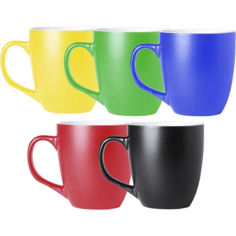 Koffie mokken/bekers Artista - 10x - keramiek - met oor - multi kleuren - 440 ml - stijlvolle vorm -