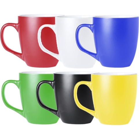 Koffie mokken/bekers Artista - 12x - keramiek - met oor - multi kleuren - 440 ml - stijlvolle vorm -