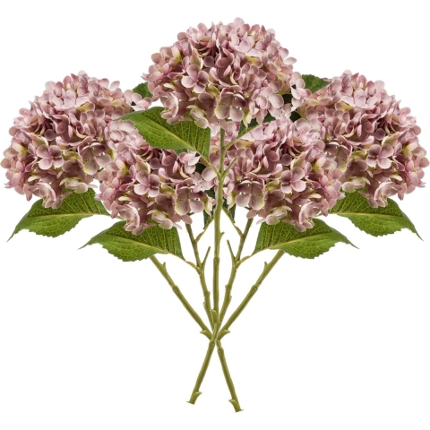 Kunstbloem Hortensia tak - 5x - Annabelle - 52 cm - paars - Kunst zijdebloem - Hydrangea -