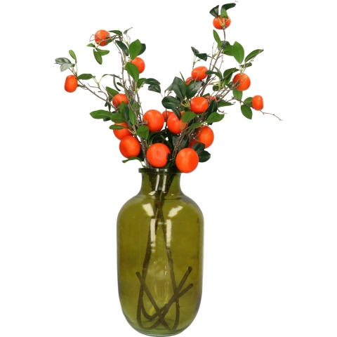 Kunstbloem citrusfruit tak mandarijn/clementine - 3x - 90 cm - oranje - losse steel - Kunst zijdeblo -