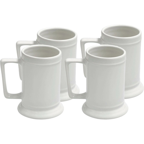 Bierpul van keramiek - 4x - 530 ml - wit - geschikt voor sublimatie en versiering -
