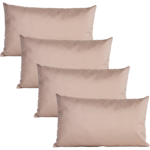 Buiten of tuin sier kussens - 4x - taupe/beige - 30 x 50 cm - binnen/buiten -