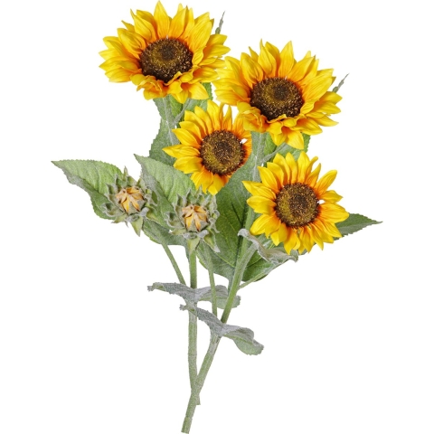 Kunstbloem Zonnebloem tak - 2x - 86 cm - geel - kunst zijdebloem - decoratie bloemen -