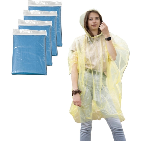 Regenponcho - 40x - blauw transparant - wegwerp - voor volwassenen - one size fitts all - capuchon One size -