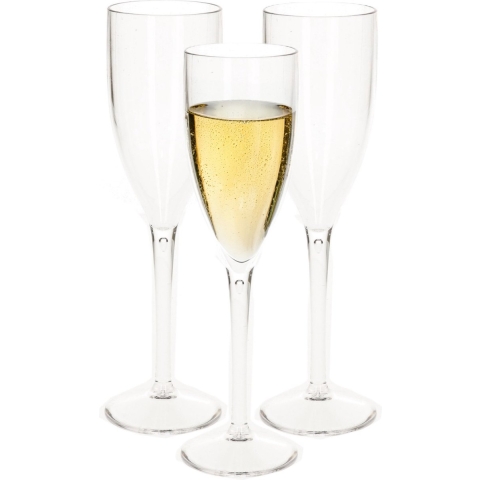 Champagne/prosecco flute glas - 12x - 15 cl/150 ml - onbreekbaar transparant kunststof - bruiloft gl -