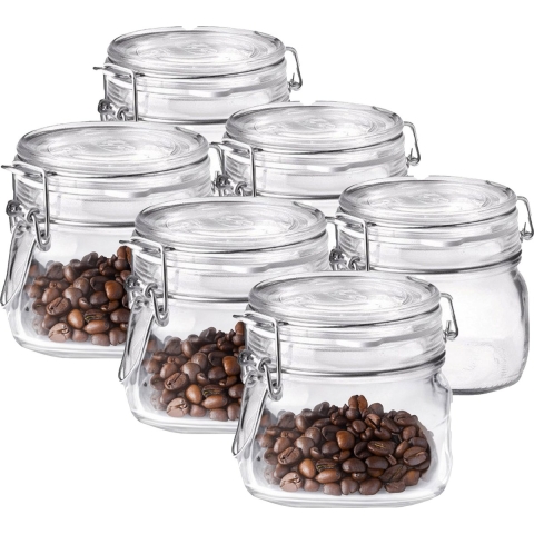 Voorraad/weckpot - 6x - transparant - glas - 10,5 x 10 cm - 500 ml - Bormioli Rocco -