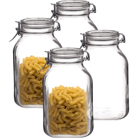 Voorraad/weckpot - 4x - transparant - glas - 24 x 14 cm - 3 L - Bormioli Rocco -