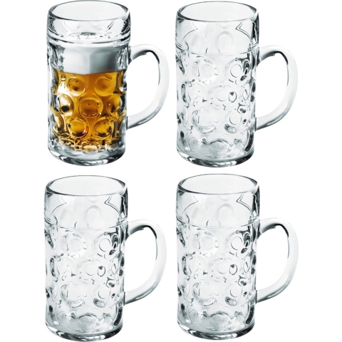Bierpullen/bierglazen - 4x - 1.3 liter/130 cl/1300 ml - onbreekbaar kunststof -